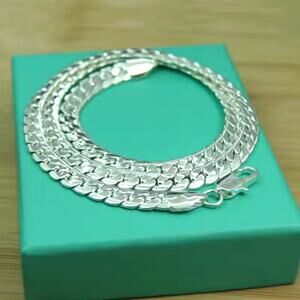 925 Sterling Silver Cuban Snake Chain Necklace Vintage Mens Fashion Gift NEW